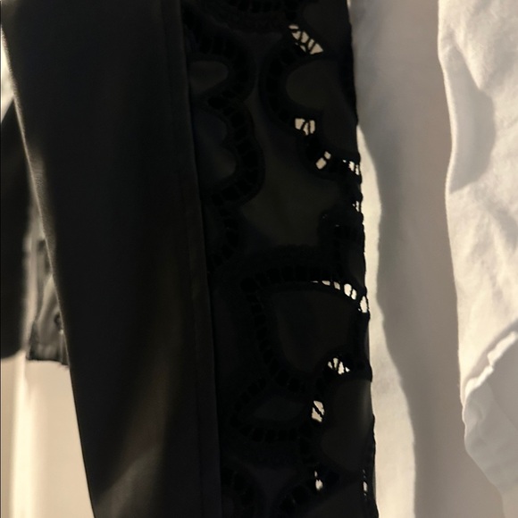 Sandro Black Leather Jacket with Floral Design - Picture 5 of 6